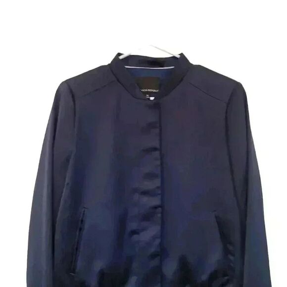Banana Republic Men's Navy Poly Satin Lined Bomber Jacket - Picture 3 of 13